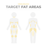 Target fat areas for Cryolipolysis.                          Vector infographic medical of pictograms of the human body with fat deposit and treatment areas for fat freezing                         Poster of Anatomical location of localized fat mass